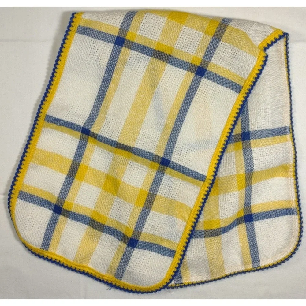 2 Vtg runner blue/yellow/white plaid - Swedish 9.5 X 28